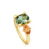 Anillo mediano con baño de oro 18 kt sobre plata, espinela y citrino creados en laboratorio TOUS Color LGG