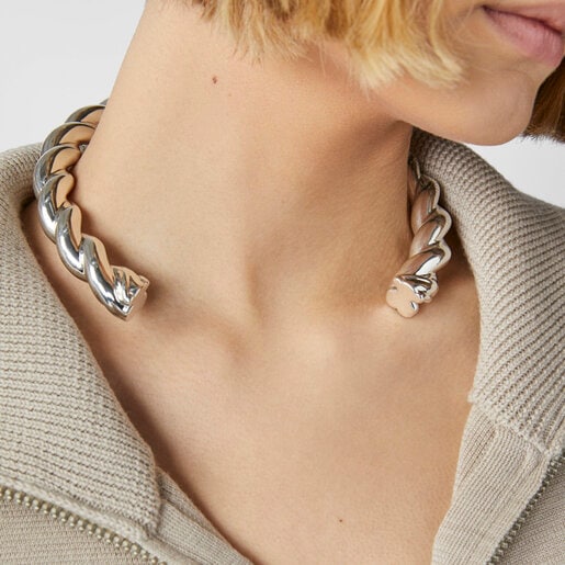 XL silver Twisted Necklace | TOUS