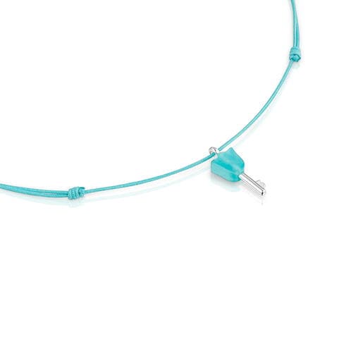 Silver, turquoise nylon and amazonite Necklace TOUS Unlock
