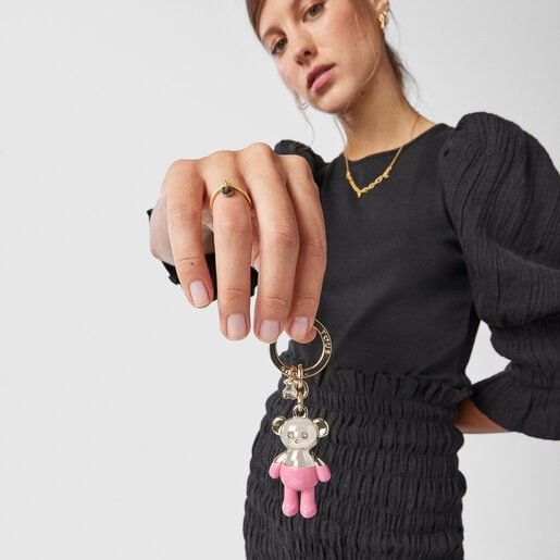 ゴールドとピンクのキーホルダー Teddy Bear