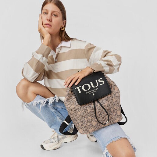 Taupe TOUS Kaos Mini Evolution Flap Backpack