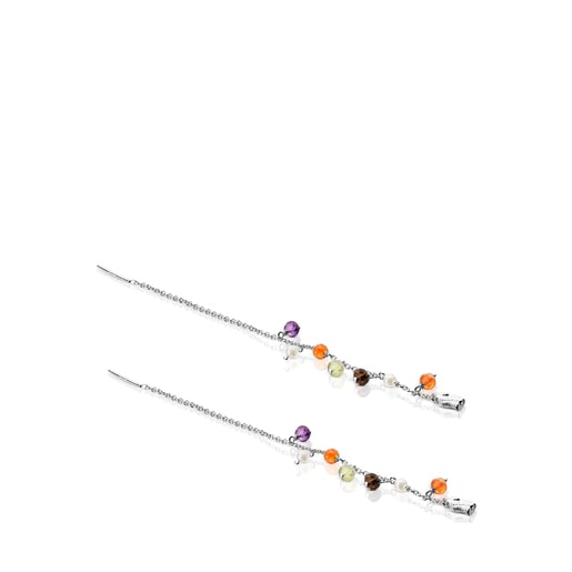 Длинные серебряные серьги Sea Vibes с драгоценными камнями и жемчугом