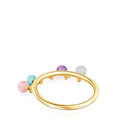 Silver Vermeil TOUS Cool Joy Ring with multicolor Gemstones