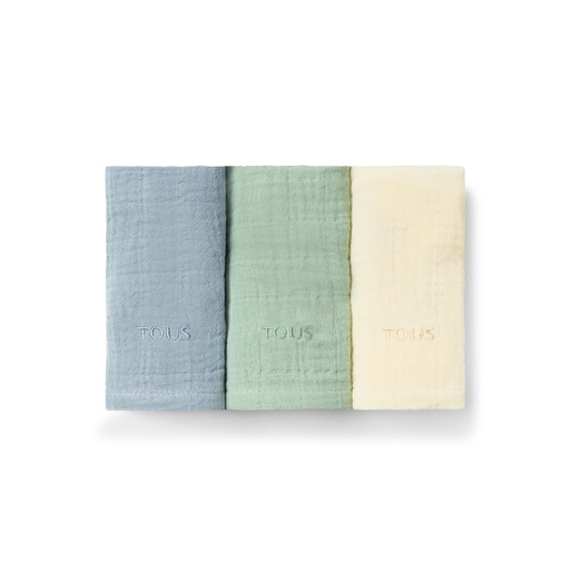 Set of 3 SMuse mini baby muslins in blue