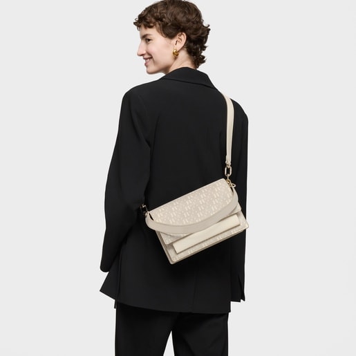 Medium beige Crossbody bag Audree TOUS Buckles Silhouette