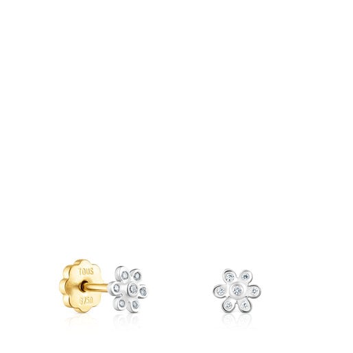 White gold TOUS Puppies earrings with diamonds flower motif