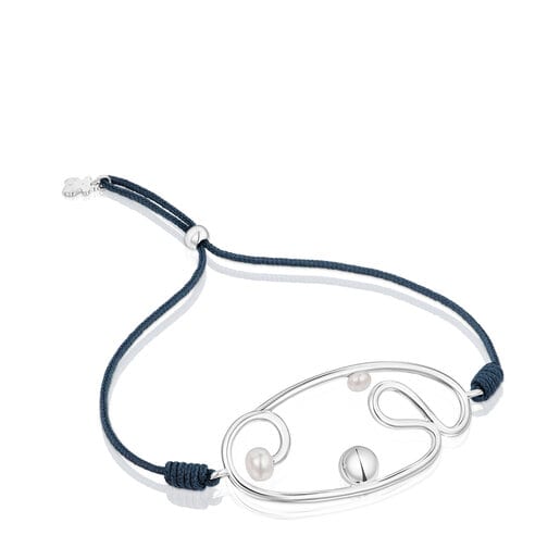 Nylon Tsuri Bracelet with silver motif and cultured pearls | TOUS