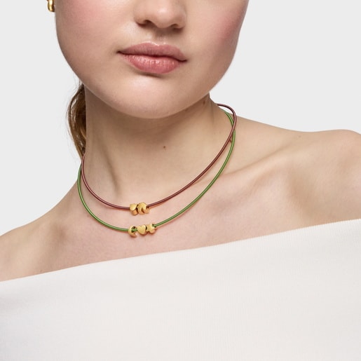 2 mm green steel Necklace TOUS Mesh Tube