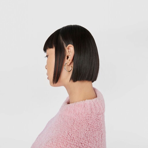 עגילי חישוק Beach מוורמיל כסף וכסף