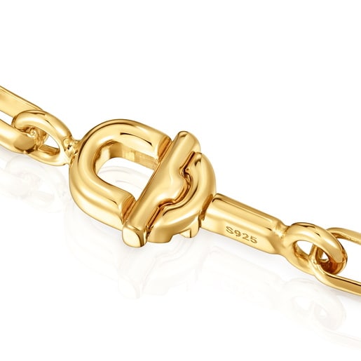 عِقد مربع بسلسلة من تشكيلة TOUS Manifesto مطلي بالذهب عيار 18 قيراطًا فوق الفضة