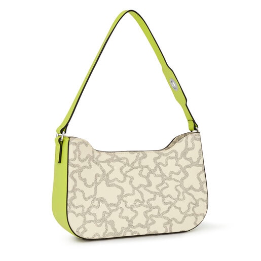 Beige and lime green Kaos Legacy Baguette bag
