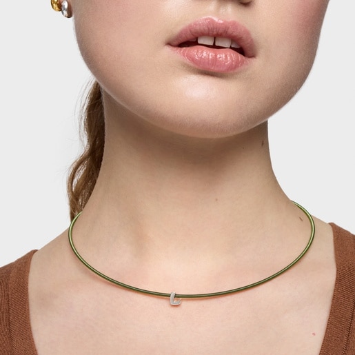 Charm TOUS Mesh Tube de plata letra L 7 mm