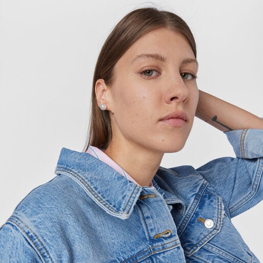 עגילי כדור דובון TOUS Beach Disco בגודל 10 מ"מ מכסף