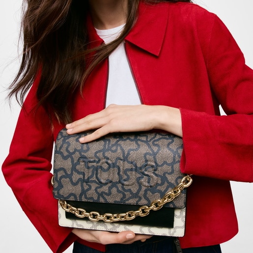 Bandolera mediana Audree Chain negra y beige Kaos Icon