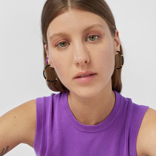 Black and silver vermeil Beach Caucho Hoop earrings