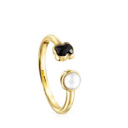 Glory Ring in Silver Vermeil with Onyx and Pearl