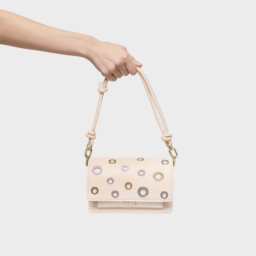 Small beige Audree Crossbody bag Eyelets