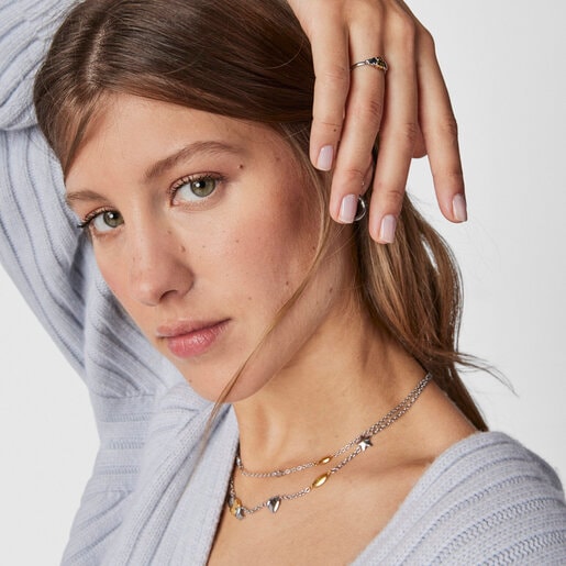 Стальное кольцо Fragile Nature с золотистым ионным покрытием