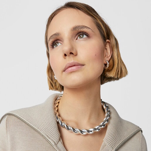 XL silver Twisted Necklace