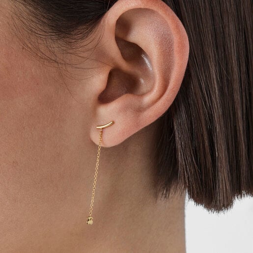 Gold TOUS Cool Joy Earrings with bear and chain