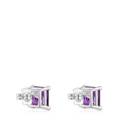 Boucles d’oreilles en argent et saphir lilas créé en laboratoire 11 mm TOUS Color Lab