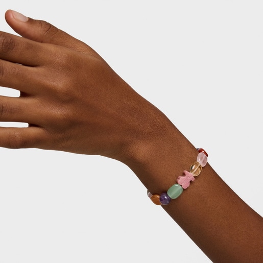 Silver TOUS Color Bracelet with rhodonite