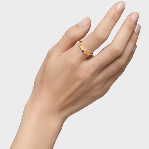 Silver Vermeil and blue Sapphire TOUS Ring Mix Ring