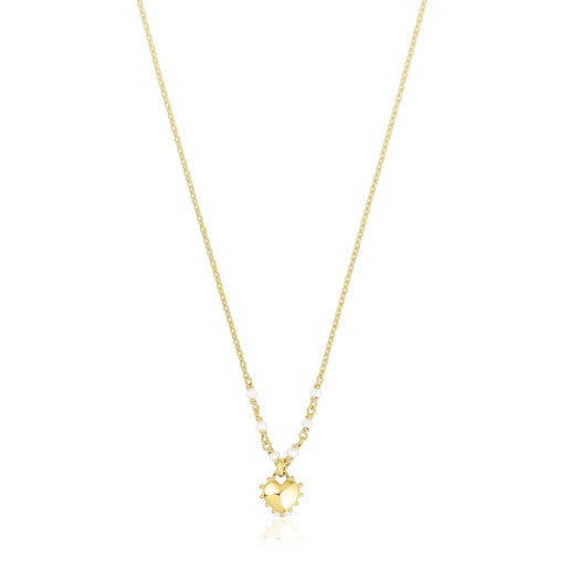 Silver vermeil heart Necklace San Valentín with cultured pearls | TOUS