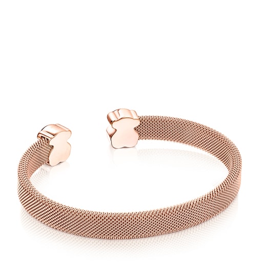 Rose IP Steel Mesh Color Bracelet with Onyx | TOUS
