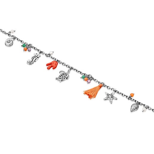Bracelet Save Ocean avec motifs en argent et pierres précieuses