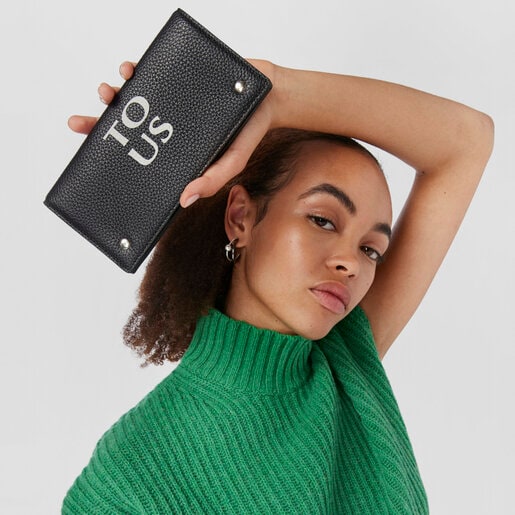 Flat black leather TOUS Balloon Wallet
