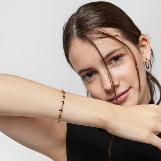 Pulsera con baño de oro rosa 18 kt sobre plata Mini Icons