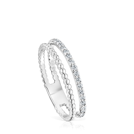 Anillo doble mediano de oro blanco y diamantes Les Classiques