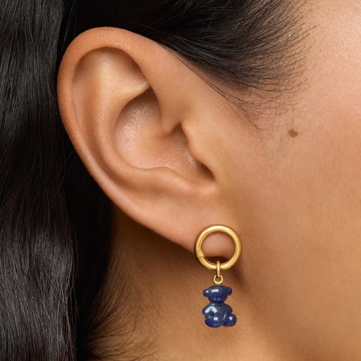 Dije oso pequeño con sodalita y oro 14 kt Bold Bear