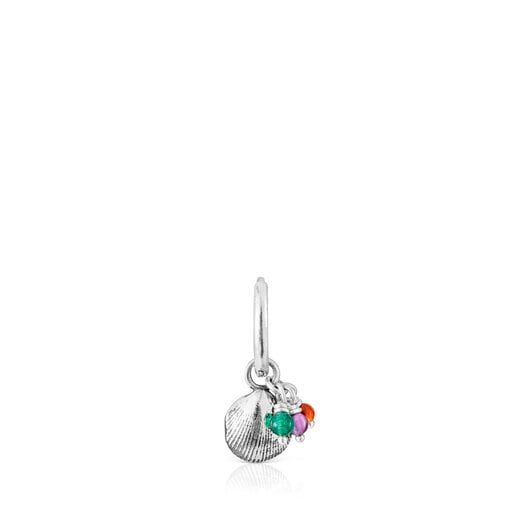 1/2 Boucle d’oreille Save Ocean avec motif coquillage en argent et pierres précieuses