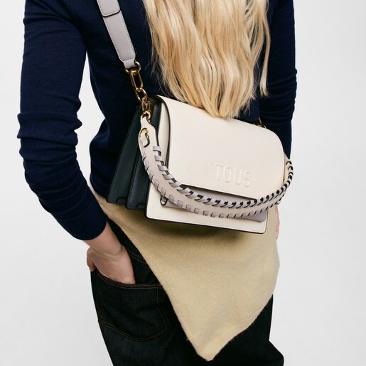 Medium beige and gray Crossbody bag Audree Saffiano