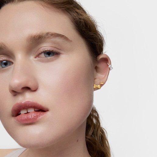 Aros lazo con baño de oro de 18 kt sobre plata TOUS Ribbon