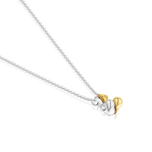 Short two-tone small bear Double necklace My Other Half