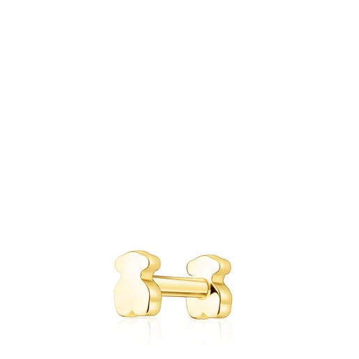 Tous Piercing – Oboustranná náušnice do ucha ze žlutého zlata s motivem medvídka