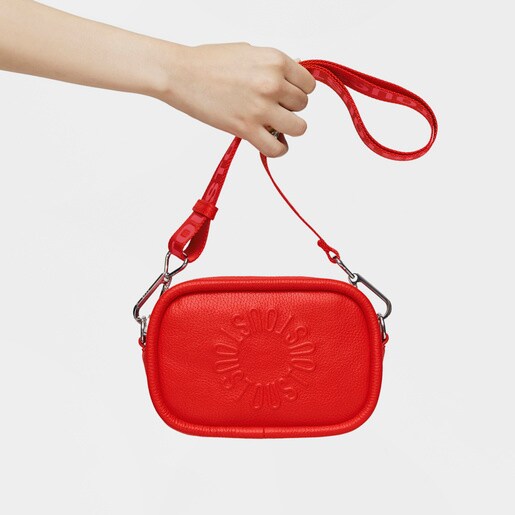 Red leather Crossbody Reporter bag TOUS Miranda