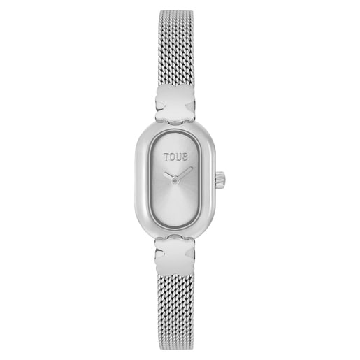 Jeweled Analog watch with steel bracelet Oval Icon