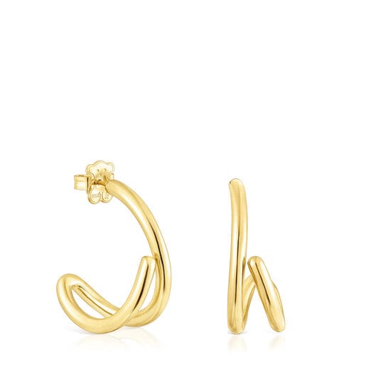 Aretes aro con baño de oro 18 kt sobre plata Bent