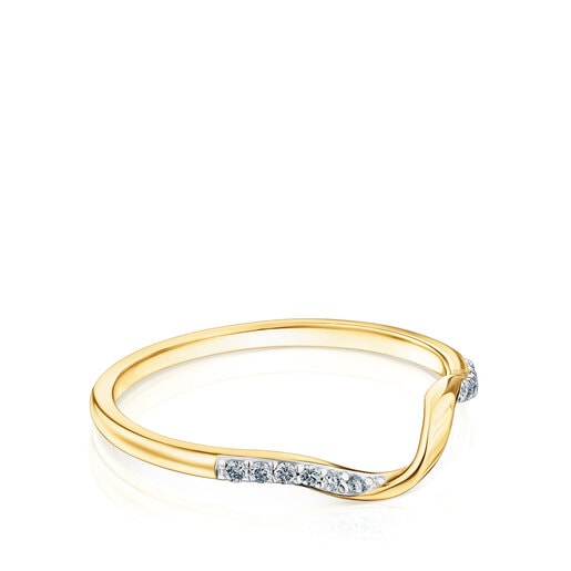 Gold TOUS St Tropez Spiral ring with diamonds