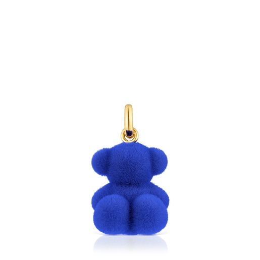 Dije oso velvet en color azul con baño de oro 18 kt sobre plata Bold Bear
