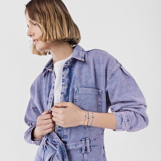 Pulsera de cordón morado con amatista y esmalte TOUS Vibrant Colors