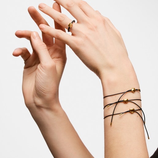 Pulsera corazón de oro 14 kt y caucho Bold Motif