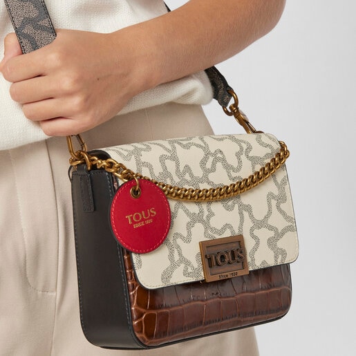 ベージュ＆ブラウンのスモールクロスボディバッグ Kaos Legacy