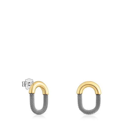 Pendientes de acero y oro 14 kt TOUS Unlock