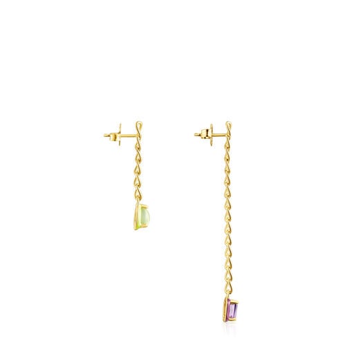 Aretes plata con baño de oro 18 kt sobre plata y gemas y esmalte TOUS Vibrant Colors