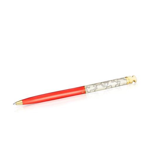 Stift TOUS Kaos Ballpoint aus goldfarbenem IP-Stahl mit Lackierung in Rot